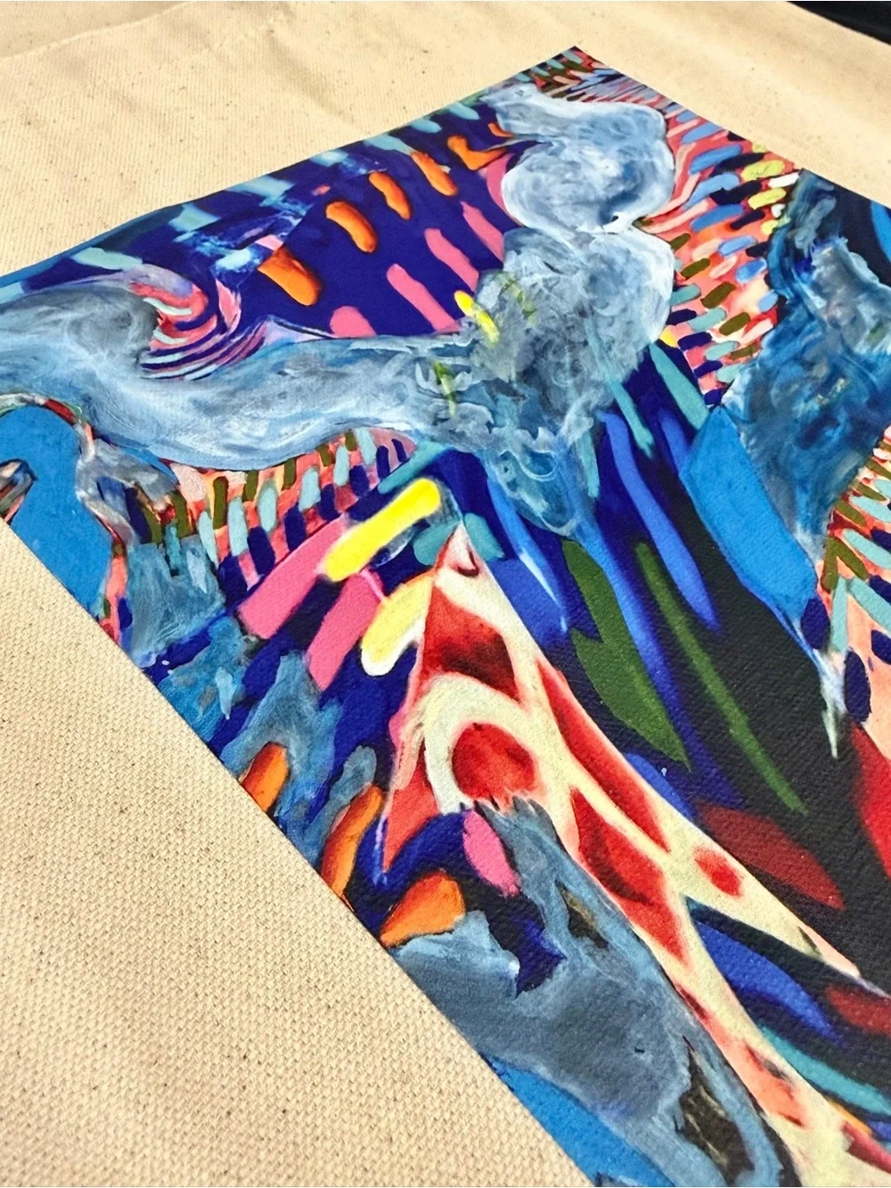 Collectible Swag Bag Tote. Art by Paige Beeber for Delta. Multicolor Abstract